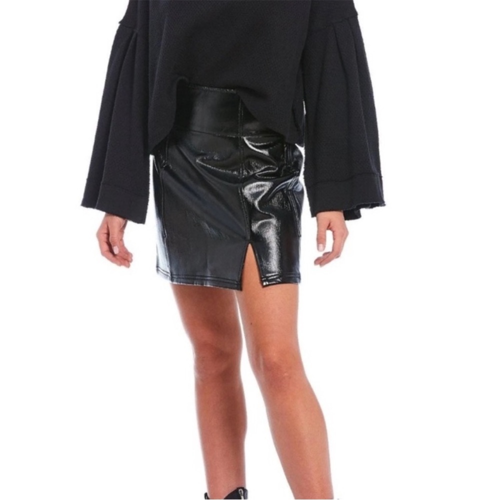 Free People Holding Onto a Dream Patent Leather Mini Skirt
